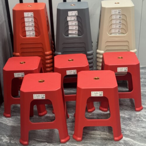红色塑料凳子40cm家用矮凳