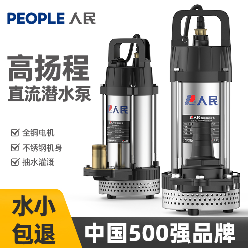 人民直流潜水泵12V24V48V60V72V小型电动车抽水泵农用灌溉抽水机