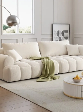 现代简约客厅沙发2025新款高级感泡芙沙发棉花北欧奶油风直排沙发