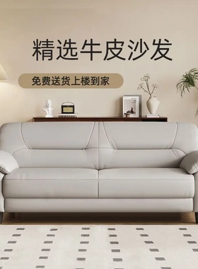 现代简约客厅沙发2025新款高级感 北欧双人小户型真皮三人位沙发