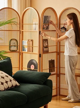 新型玄关隔断屏风 客厅办公室新中式玄关屏风帘折屏座屏实木屏风