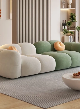 现代简约客厅沙发2025新款高级感奶油风直排小户型出租房公寓沙发