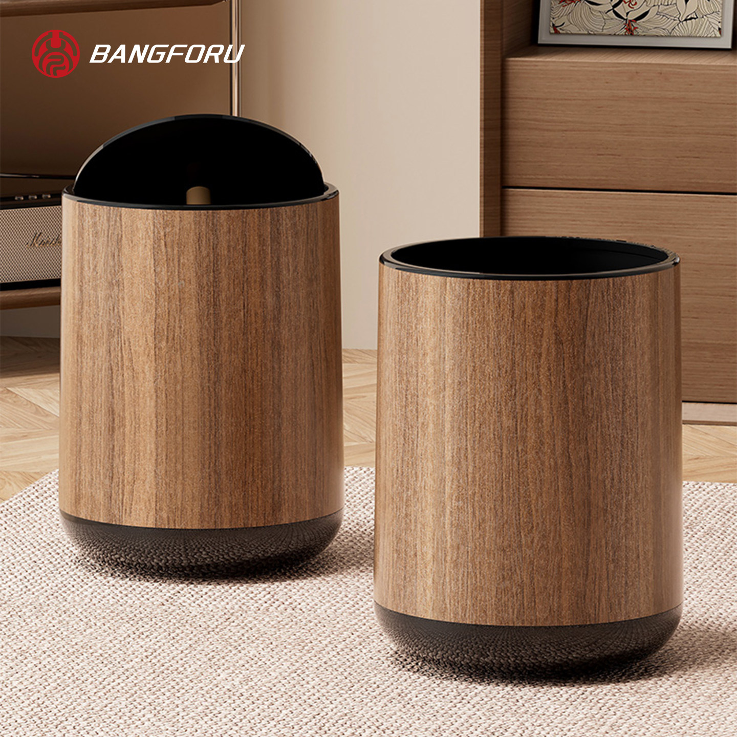 仿木纹垃圾桶2026年新款带盖客厅家用复古风厨房大容量厕所纸桶,家庭/个人清洁工具,垃圾桶,淘宝优惠券,粉丝福利购,淘宝优惠卷