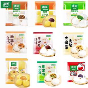 旗舰店清美包子清美早餐奶黄包豆沙包黑芝麻包鲜肉包香菇包梅干菜
