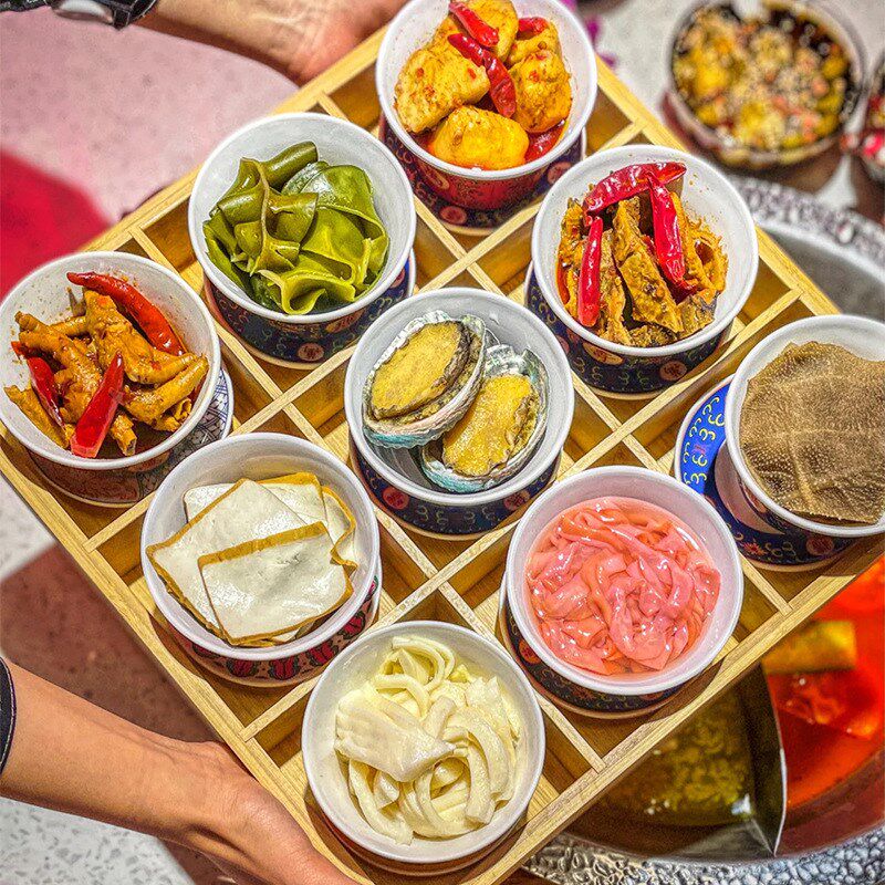 速发EQ4F九宫格拼具烤肉餐盘托盘菜用火锅格子配料盖碗竹盘商盘餐