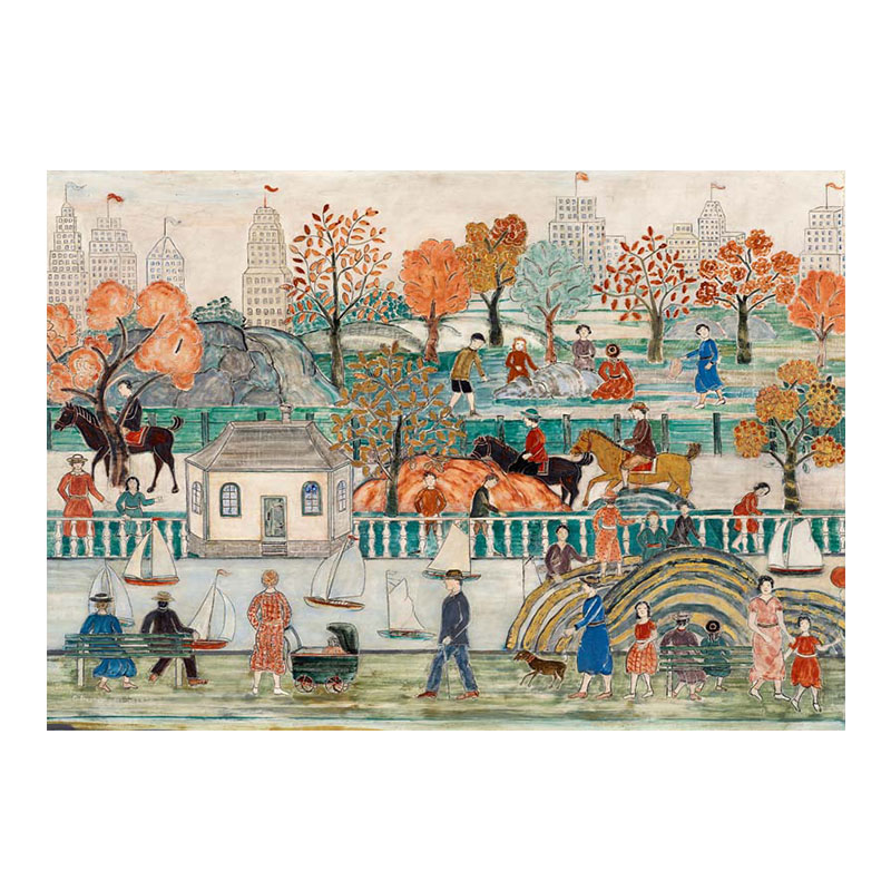 速发纽约中央公园复厅法式插画装饰画饭古挂画画芯贴画背胶海报