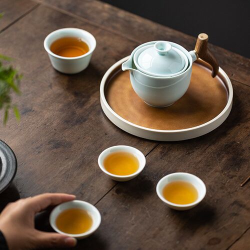 速发懒人功夫茶具小套装旋转泡茶神器陶瓷盘茶家用送客户礼品golo