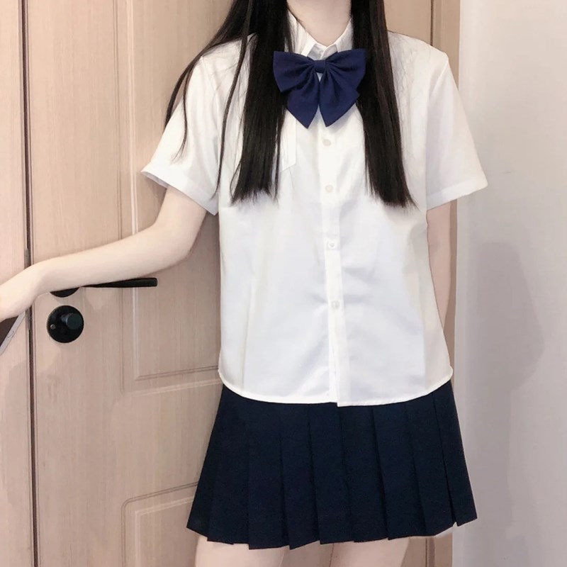 速发白生春长袖衣院风内搭jk白色学生立领底学打上衬衣