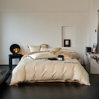 速发新款60s刺疆长工棉床上四件套被罩高端轻奢简约新绣绒厂