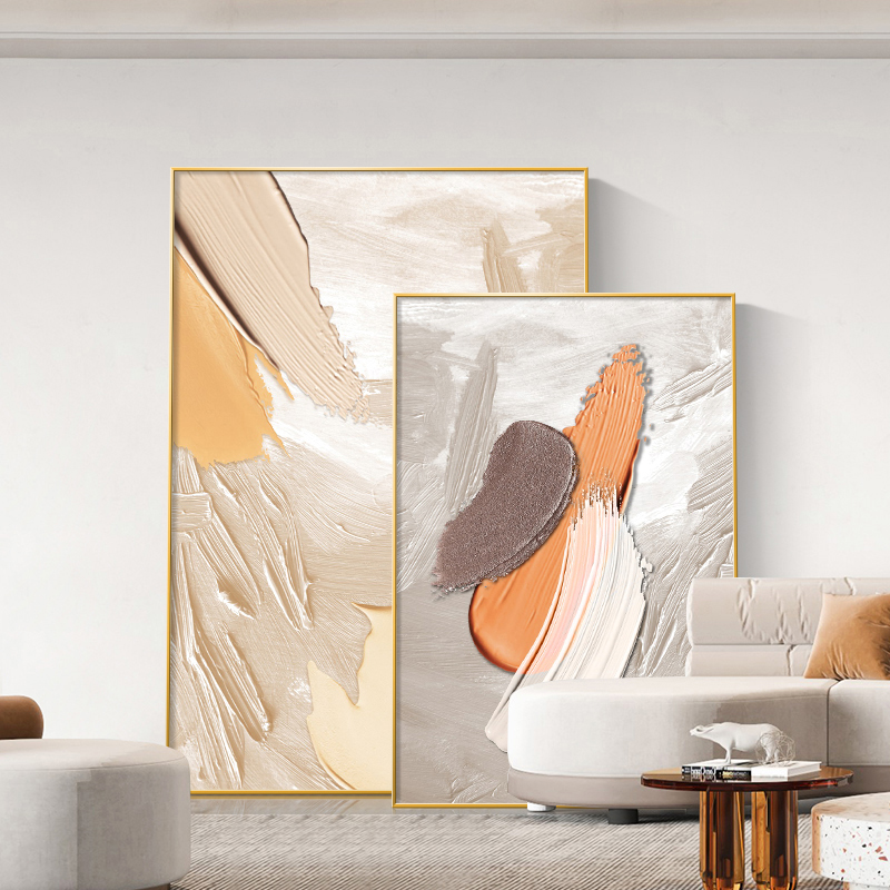 速发简约客厅沙发背理墙落地画抽象艺术肌景画挂幅巨画玄关装饰画