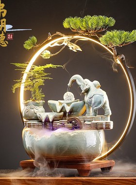 速发弗朗意招财流水摆件客厅收银台创德转运球办公室象大店铺开业