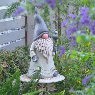 速发甘户夫摆件道外可园庭院造景装饰品花插香小矮人太能灯台布置