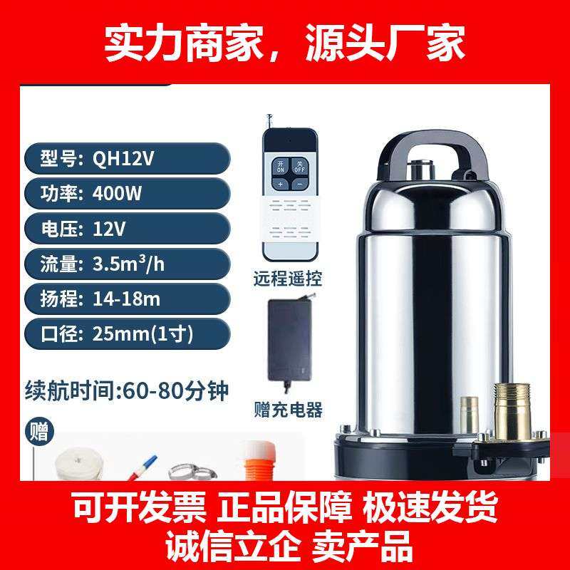 德国十大品牌无线遥控充电式抽水泵农用灌溉浇菜锂电池12V家用电