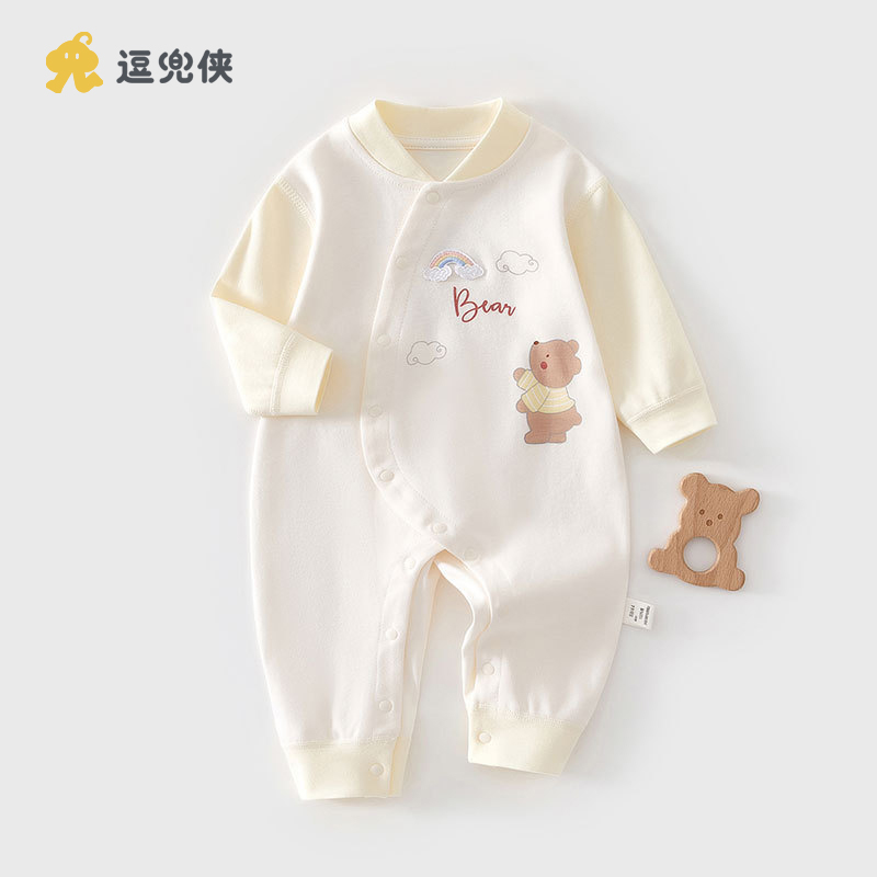 新生婴儿衣服春秋款a类纯棉0到3个月初生宝宝连体衣夏66码和尚服
