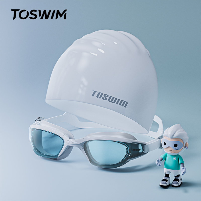 toswim泳帽泳镜套装成人女男