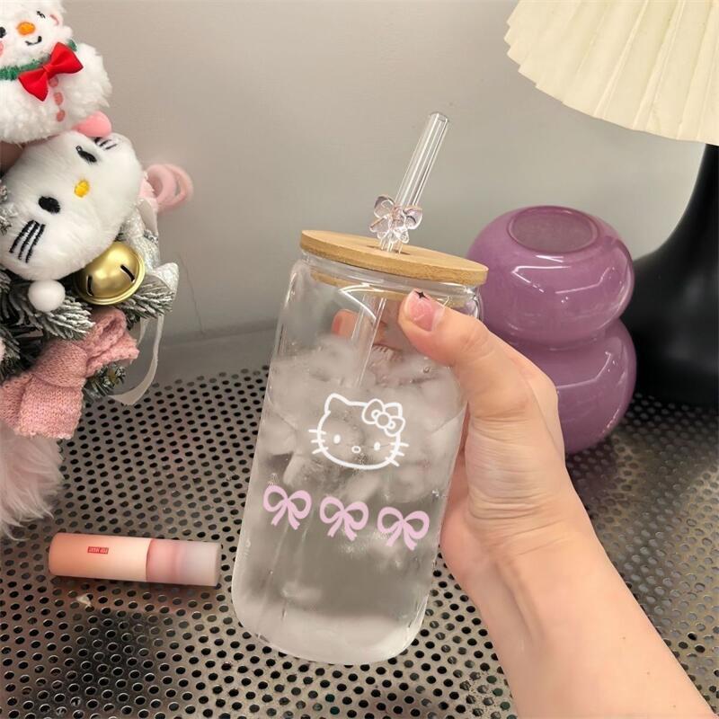 原创ins风粉色少女心蝴蝶结小清新可乐杯带吸管水杯家用情侣杯子