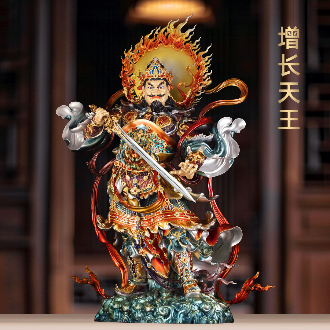 黄铜珐琅彩增长天王毗琉
