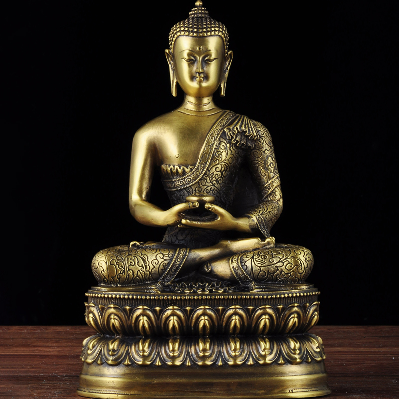 全铜释迦摩尼摆件释迦牟尼佛坐莲