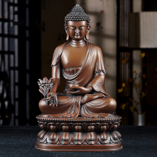 紫铜药师佛摆件药师佛菩萨坐莲铜像三宝佛家用寺庙佛堂供奉佛像