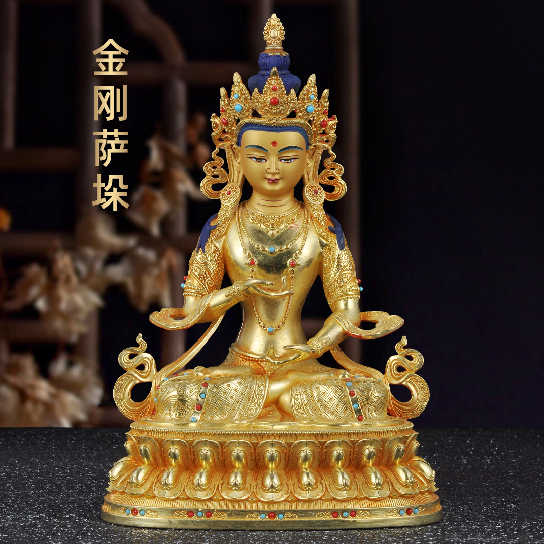 鎏金金刚萨垛尼泊尔黄铜佛像