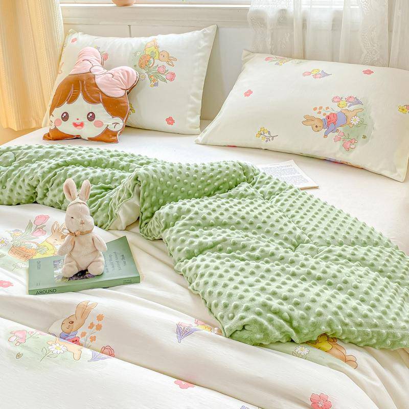 2款田园风豆绒被子大豆纤维春秋加厚保暖冬季豆单双人芯21025棉被