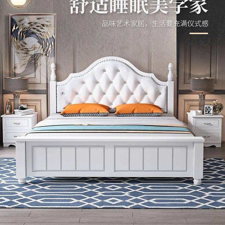 家用现主实木床代简约1.WSc5885J8米双人出租房床1.5米经济型卧轻