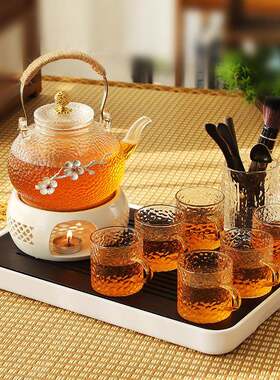 耐热玻璃花茶壶带过滤保温电陶炉煮茶器下午茶具套装加热蜡烛底座