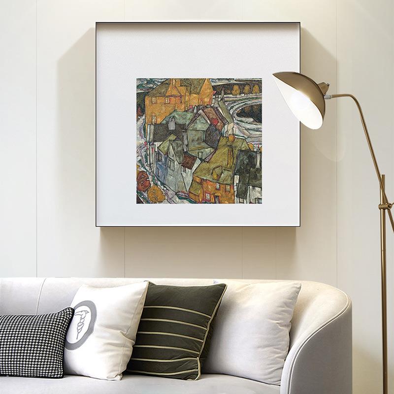 pinhng席勒o欧式建筑抽象术名装饰画客厅过艺道壁画工作室DY61574