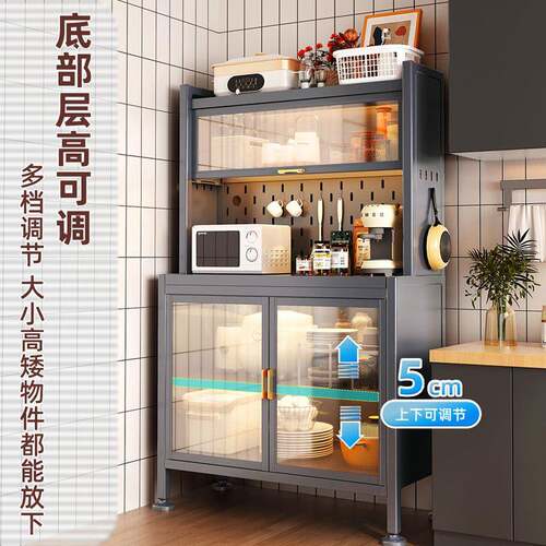 厨房橱柜餐边柜酒柜微炉置物架客厅现代简柜约墙家用碗餐边柜-K储