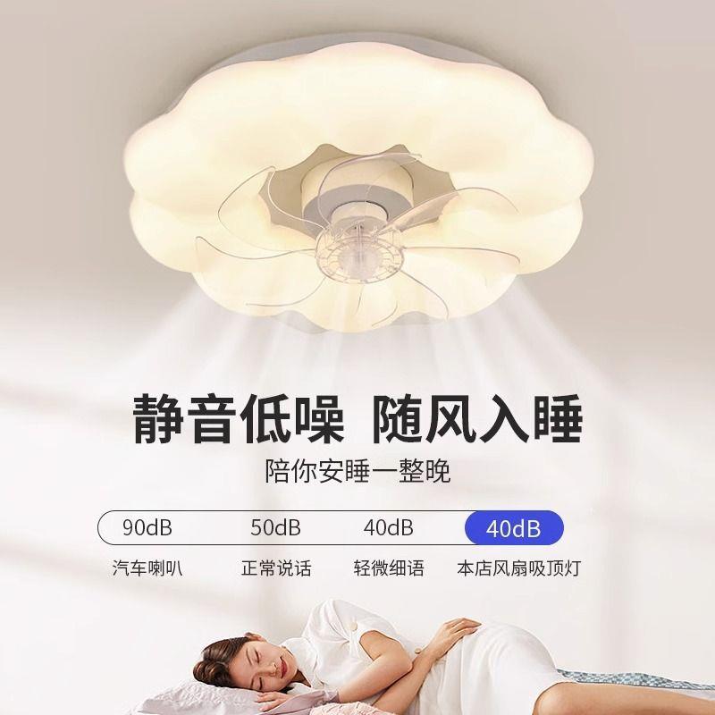 2025新款云朵风扇灯现代简约智能一体卧室吸顶灯奶油风餐厅灯客厅