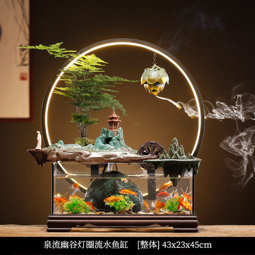 中式创意循环流水喷泉鱼缸陶瓷家居装饰品客厅玄关办公室摆件送礼