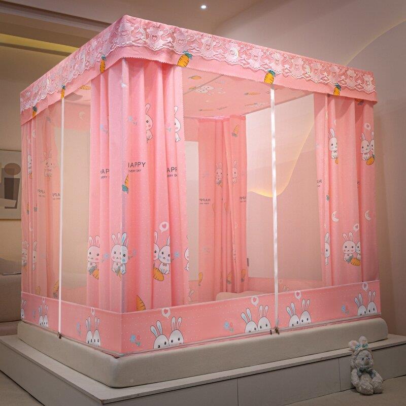 2厂家直供025款新蚊帐家用室遮光防尘一体卧式全封闭蒙古包防厂摔