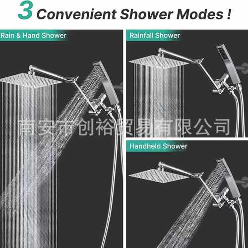 厦门不锈钢顶喷手持可折叠方形延长支臂花洒套装淋浴家用