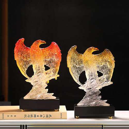 琉璃色大展宏图老鹰摆件家居客厅玄关电视柜装饰品书房办公室工艺