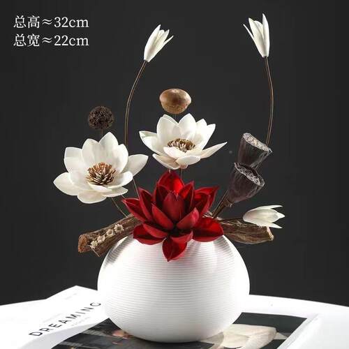 家莲蓬干花真花67Z422H6摆件清轻奢餐桌花束居意新禅装饰花