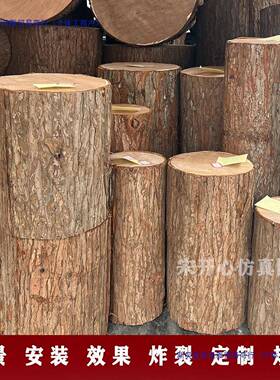 仿木婚树桩真树皮假木桩橱墩窗装饰空空心树庆道具AL101729造景心