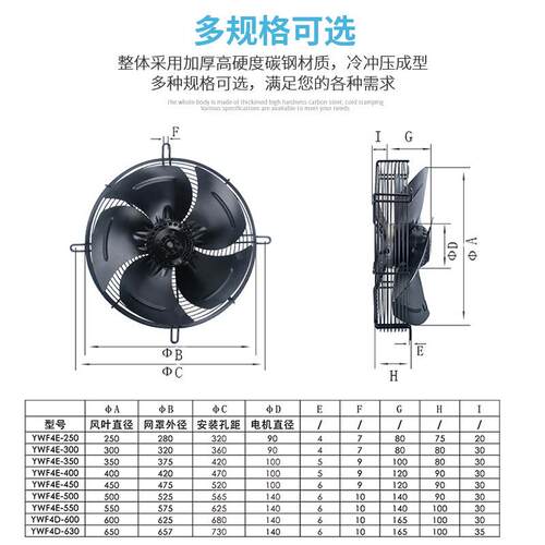 外子轴流风机YDH4E/4D-30/3500/400/450/冷500库冷干机风转扇380V