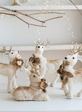 新款圣诞节麋鹿松鼠摆件圣诞节装饰品桌面橱窗氛围布置拍照道具