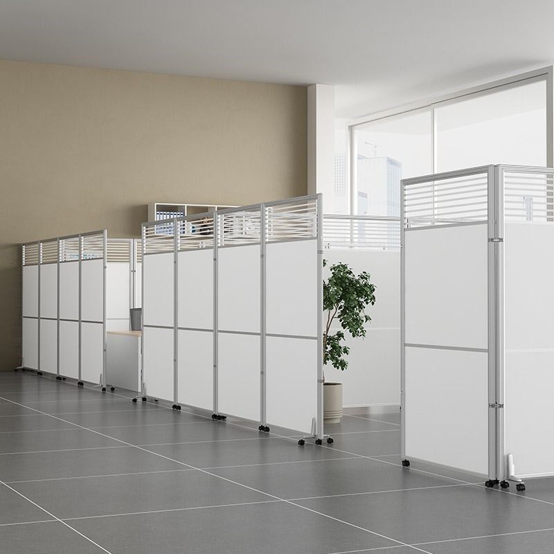 办公室移动屏风隔断墙工厂车间房间折叠推拉O玻璃简易高挡板墙安