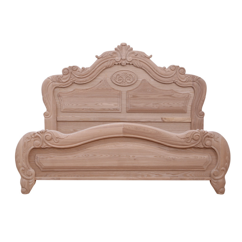 实木白胚床水曲柳欧式家具白茬实木床头床尾白胚Q靠背1.8米双人床