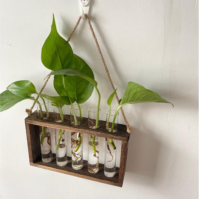 家居装饰玻璃水培花瓶悬挂试w管插花器鲜花干花植物挂墙花盆客厅