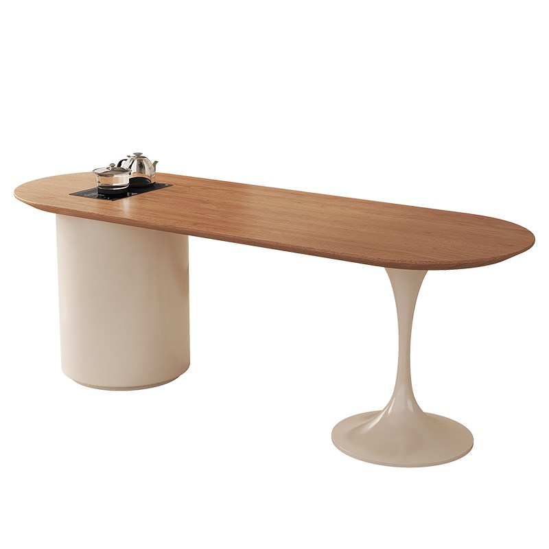 侘寂阳台茶桌椅组k合奶油风实木泡茶桌2024新款小型茶台烧水壶一