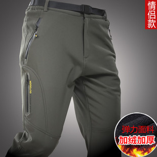 男女长裤 秋冬防水登山裤 加绒加厚保暖滑雪裤 冬季 户外软壳冲锋裤