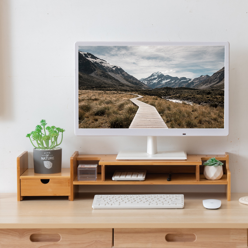 显示器增高架电脑k支架楠竹桌面收纳电脑置物架托架电脑架子抬高