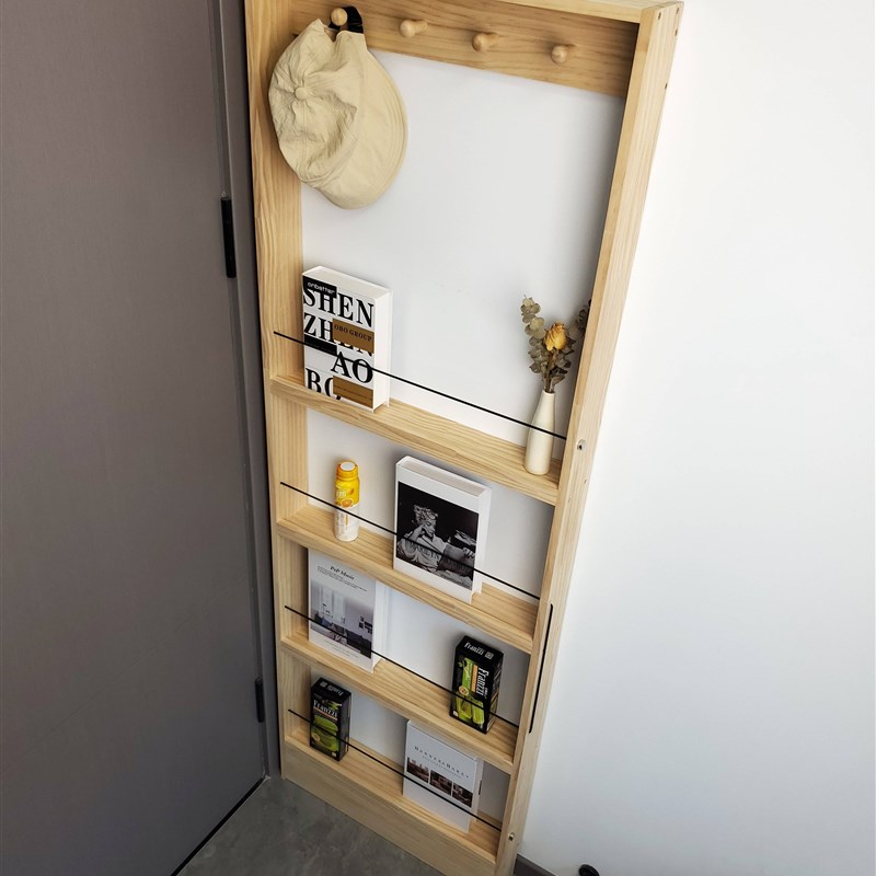 实木门后置物架柜多层零食架墙上家用绘I本架窄书架落地超薄收纳