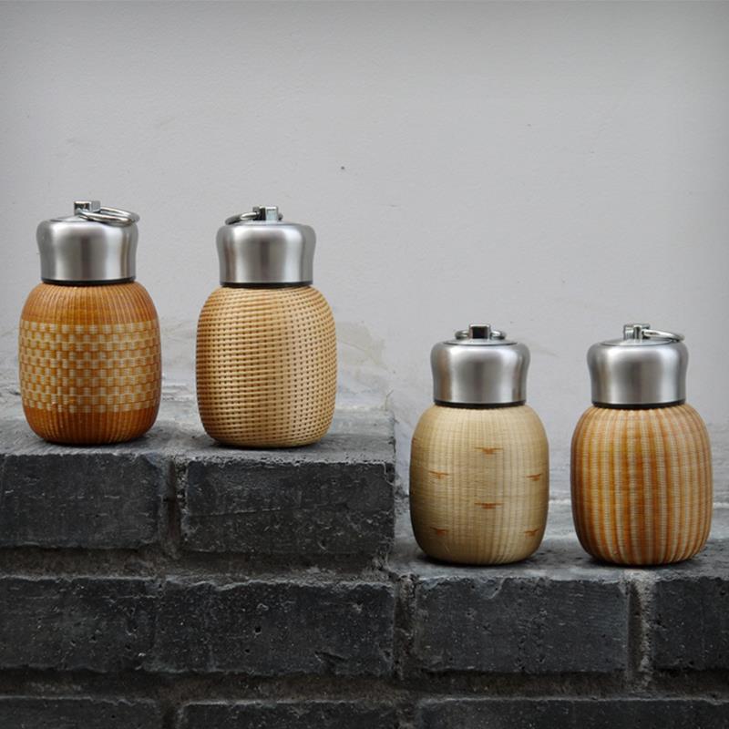 竹丝扣瓷茶具e瓷胎竹编保温杯便携水壶304不锈钢水杯特色手工茶杯