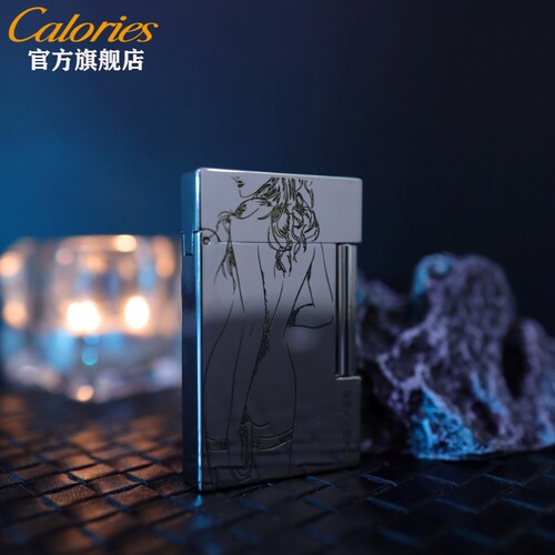 镜面打火机美女图案火机卡路黄铜