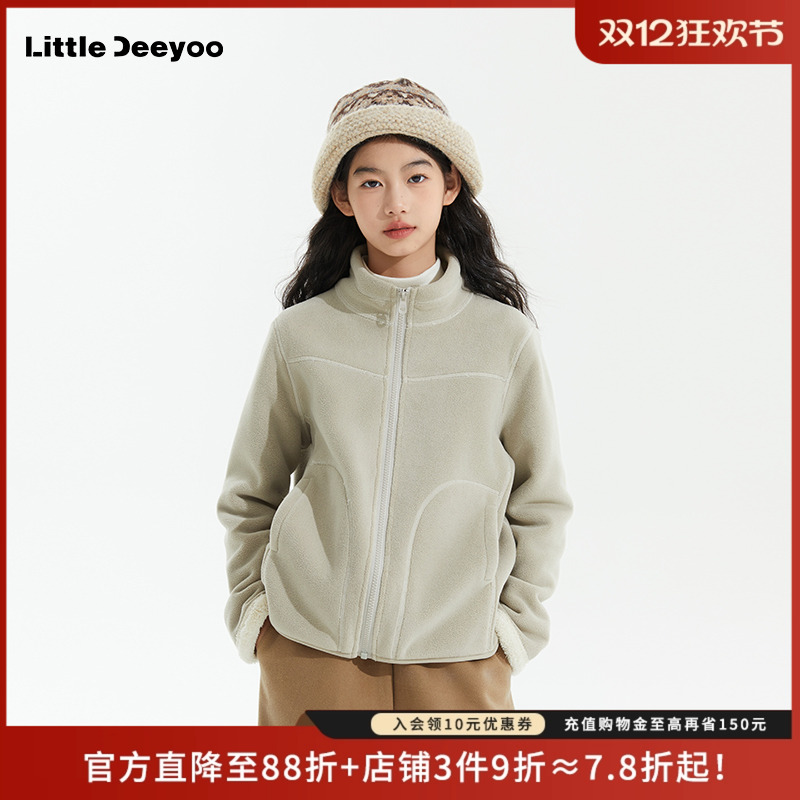 LittleDeeyoo秋冬加绒大女孩外套