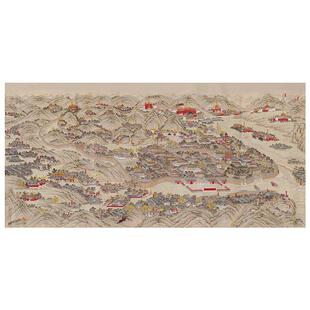 清 管念慈 承德避暑山庄热河行宫图 中式建筑人物装饰画绢布微喷