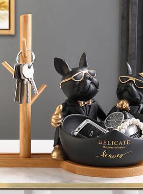 门口玄关放钥匙摆件小狗客厅入户鞋柜置物架挂钩搬家居装饰品乔迁